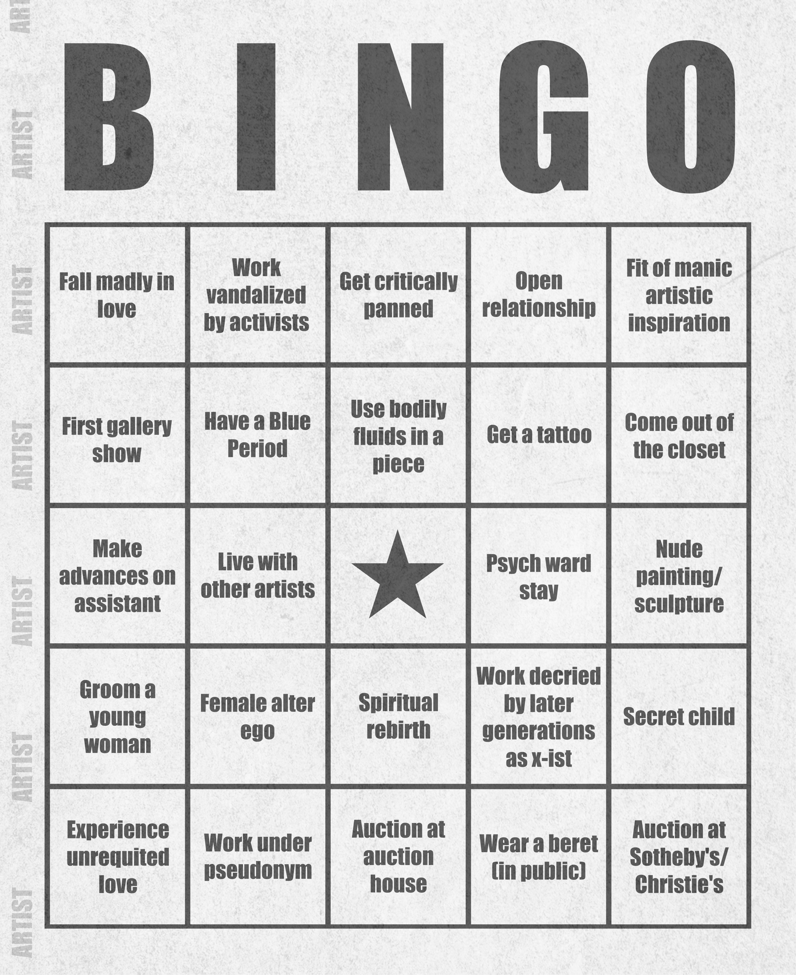 Artist Bingo